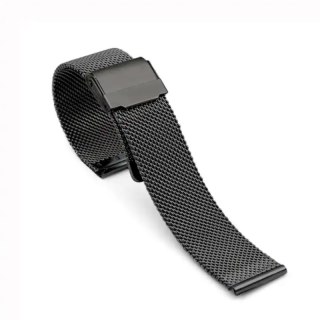 Regulowany pasek ze stali nierdzewnej do zegarka/smartwatch 20mm, BLACK/CZARNY