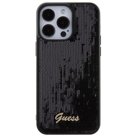 GUESS IPHONE 15 PRO MAX SEQUIN SCRIPT METAL GUHCP15XPSFDGSK CZARNY/BLACK