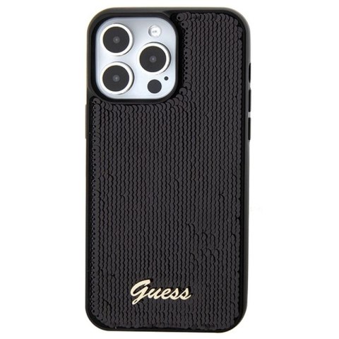 GUESS IPHONE 15 PRO SEQUIN SCRIPT METAL GUHCP15LPSFDGSK CZARNY/BLACK