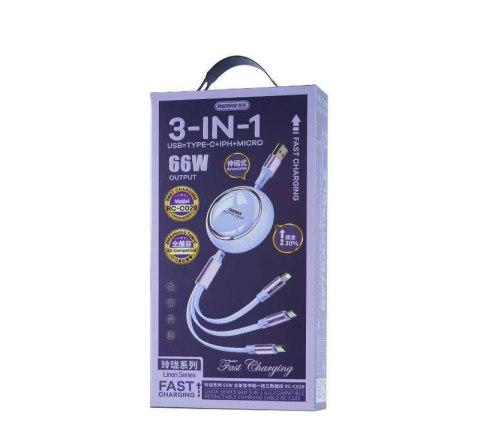 KABEL REMAX LINON SERIES 66W 3w1 USB-C/MICRO/LIGHTNING RC-C029 PURPLE