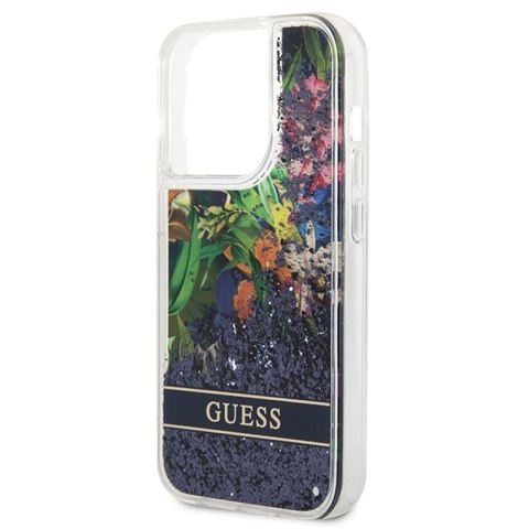GUESS IPHONE 14 PRO FLOWER LIQUID GLITTER GUHCP14LLFLSB NIEBIESKI/BLUE