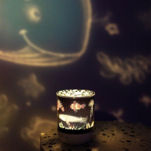 LAMPKA NOCNA Z PROJEKTOREM + BLUETOOTH 3 KOLORY ŚWIATŁA + PILOT