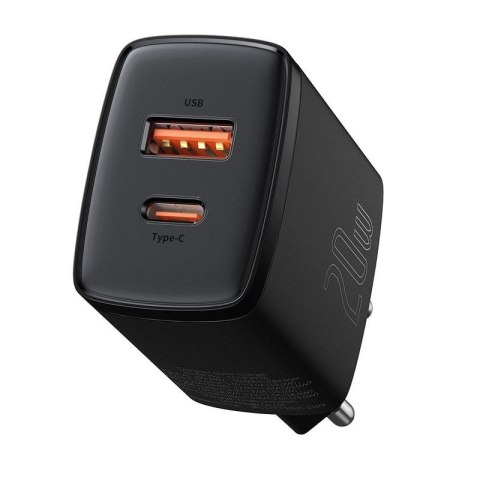 Ładowarka sieciowa BASEUS COMPACT QC USB-USB-C 20W CZARNA/BLACK