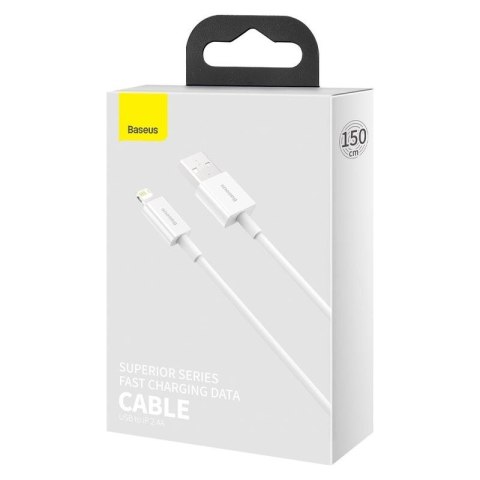 KABEL BASEUS SUPERIOR USB-LIGHTNING 2.4A 1.5M BIAŁY/WHITE
