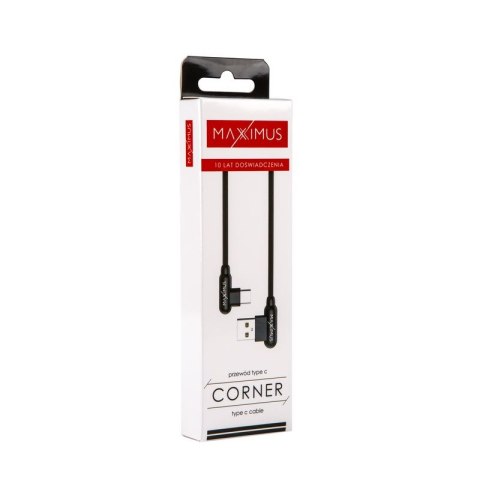 KABEL MX CORNER FAST CHARGE TYPE-C 2.4A / 1m, BLACK / CZARNY, KĄTOWY
