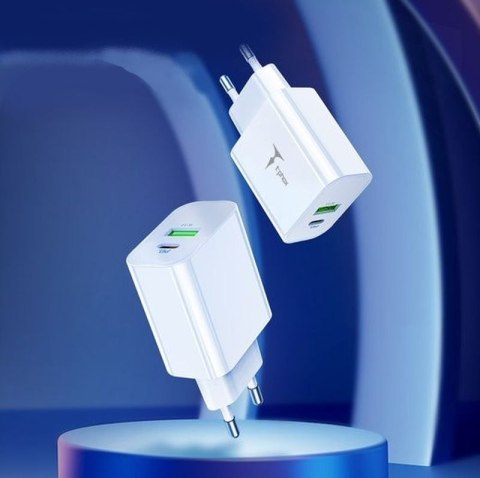 Ładowarka sieciowa T-PHOX SPEEDY USB-C 20W + USB 18W QC 3.0 BIAŁA/WHITE