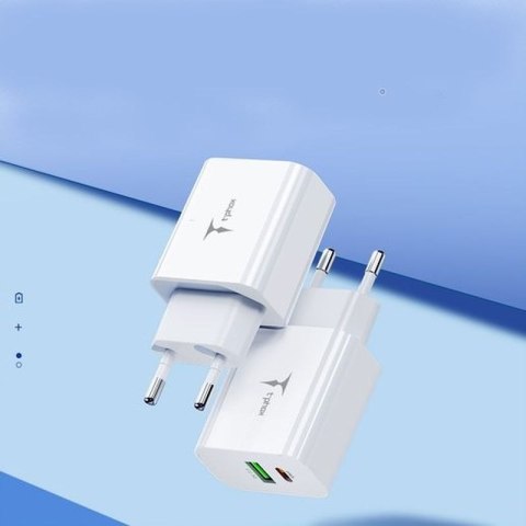 Ładowarka sieciowa T-PHOX SPEEDY USB-C 20W + USB 18W QC 3.0 BIAŁA/WHITE