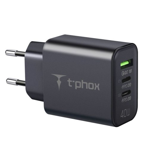 ŁAD SIEC T-PHOX FLEXI 40W 2xUSB-C/USB BLACK