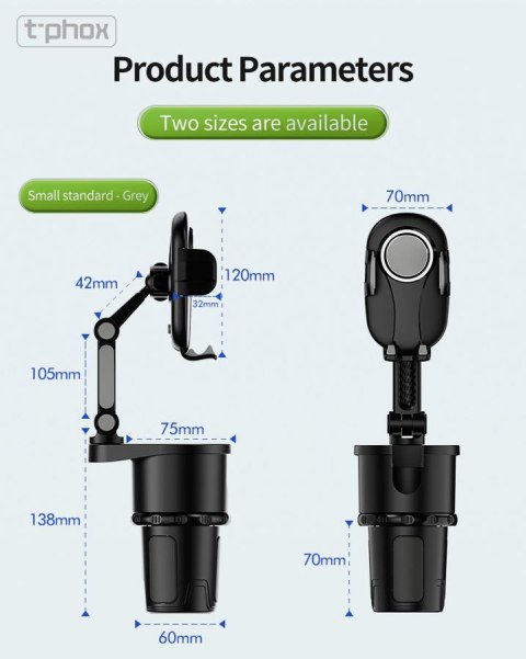 UCHWYT SAM T-PHOX TH-07 Z UCHWYTEM NA KUBEK CUP HOLDER BLACK