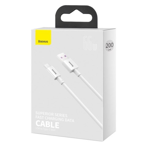 KABEL BASEUS SUPERIOR SERIES USB/USB-C 66W 2M WHITE
