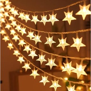 Girlanda 6m (40 lampek LED) USB Gwiazdki, WARM WHITE / CIEPŁY BIAŁY