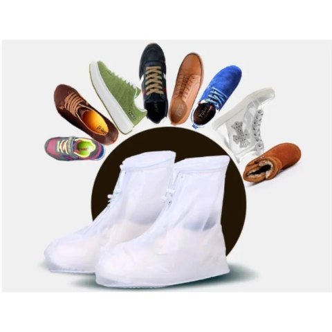 PRZECIWDESZCZOWE NAKŁADKI NA BUTY L (39-40) NA SUWAK, WHITE / BIAŁY