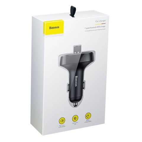 Ładowarka SAM.BASEUS + TRANSMITER FM T-TYPED S-09 BLUETOOTH BLACK