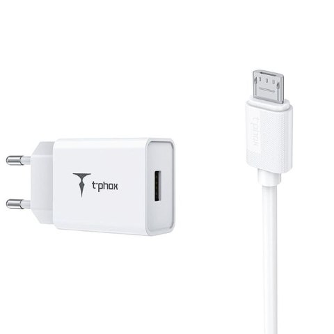 Ładowarka sieciowa T-PHOX MINI-EU MICRO USB WHITE 1.2M 2.4A