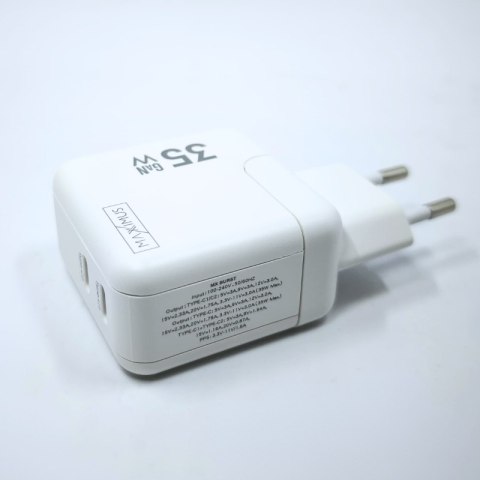 Ładowarka sieciowa MX Burst GaN PD 35W, 2xUSB-C + kabel PD 65W C/C, WHITE/BIAŁY